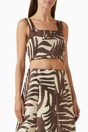 Mereya Floral Jacquard Cropped Top