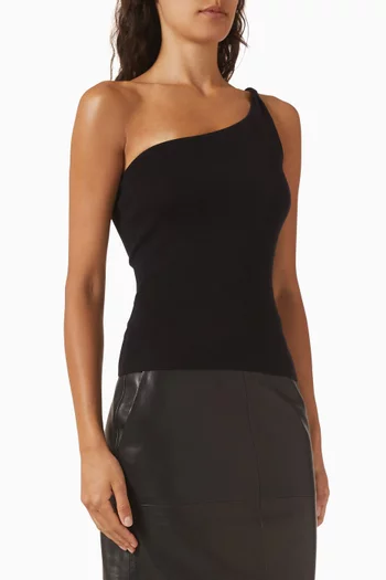 Lo One-shoulder Top in Wool-silk