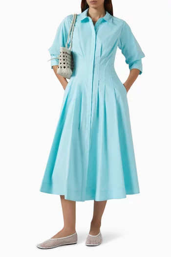 Jazz Pintuck Midi Dress in Cotton