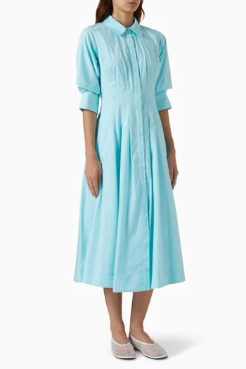 Jazz Pintuck Midi Dress in Cotton