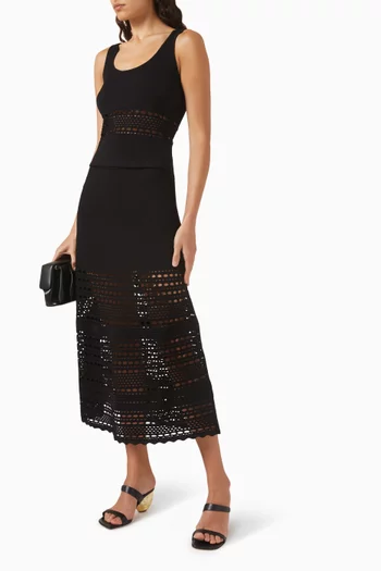 Westly Open Stitch Midi Skirt in Knit