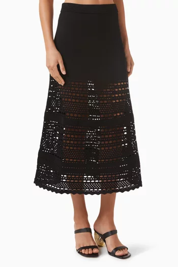 Westly Open Stitch Midi Skirt in Knit