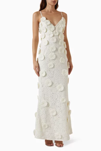 Maven Floral Maxi Dress in Raffia