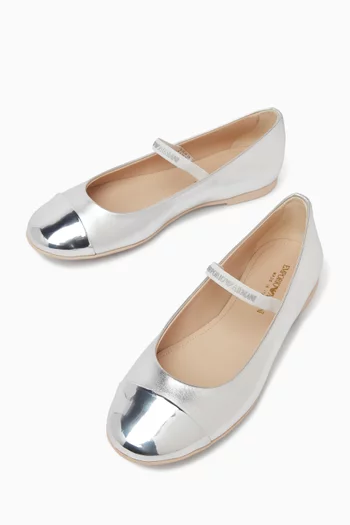 Ballet Flats in Laminated Nappa Leather