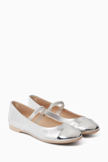 Ballet Flats in Laminated Nappa Leather