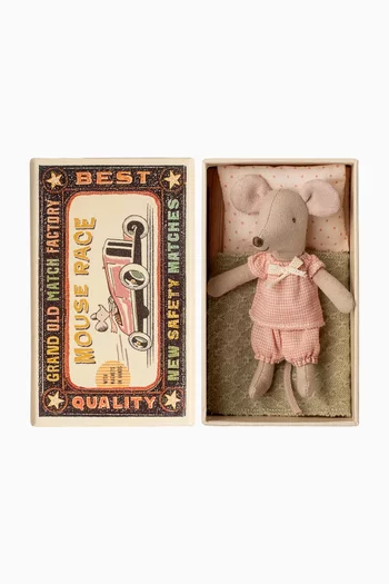 Little Sister Mouse in a Matchbox Bed