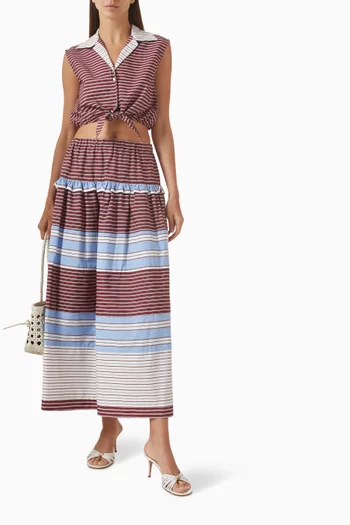 Dolene Striped Crop Shirt in Cotton