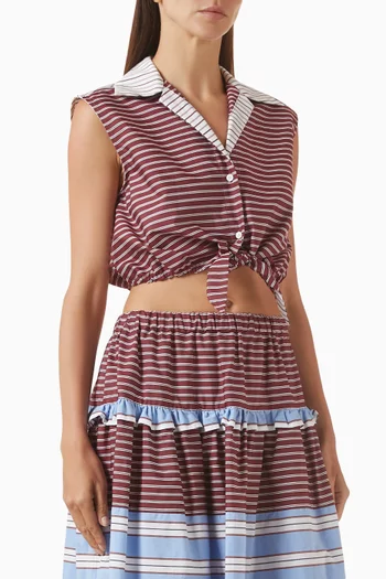 Dolene Striped Crop Shirt in Cotton