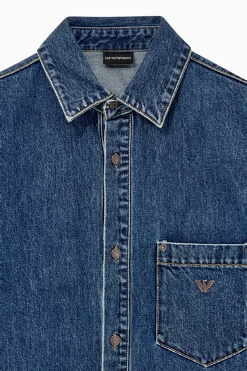 Denim-effect Shirt in Cotton