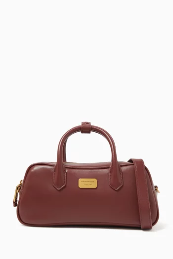 Small Metal Logo Bauletto Bag in Leather