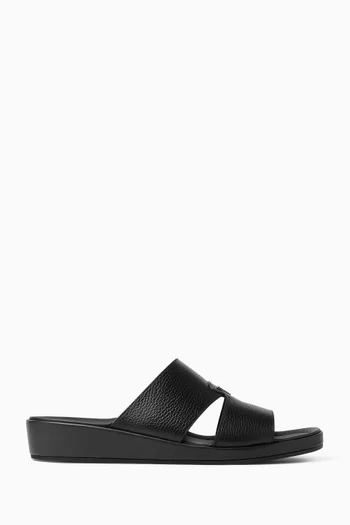 Eagle Metal Logo Sandals in Leather