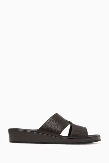 Eagle Metal Logo Sandals in Leather