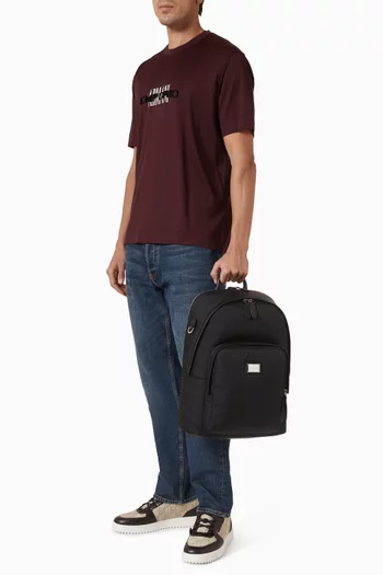 Metal Logo Plaque Backpack in Nylon