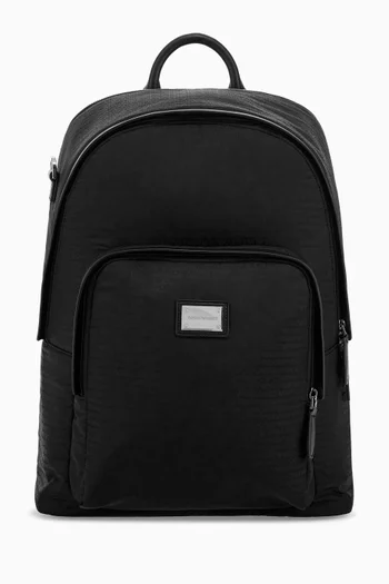 Metal Logo Plaque Backpack in Nylon