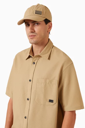 Logo-plaque Baseball Cap in Seersucker