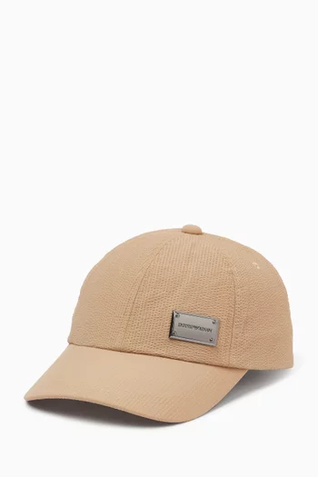 Logo-plaque Baseball Cap in Seersucker