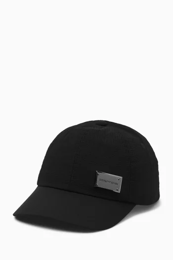 Logo-plaque Baseball Cap in Seersucker