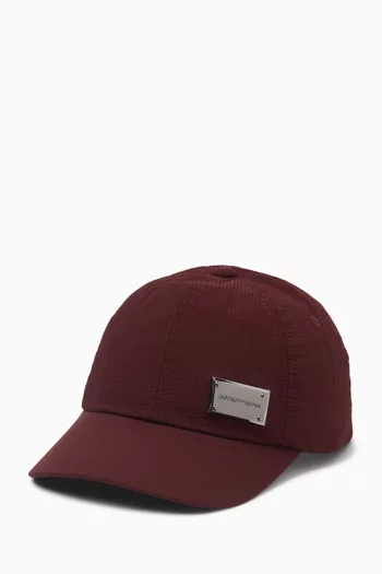 Logo-plaque Baseball Cap in Seersucker