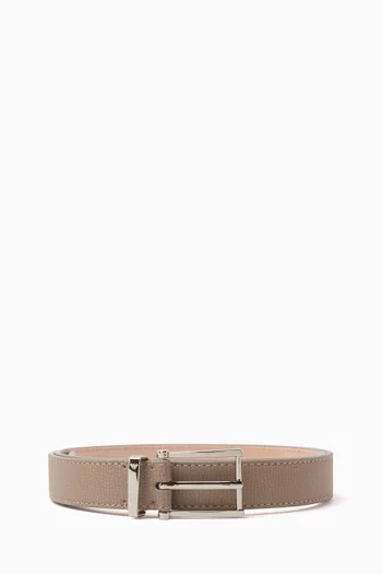 Rectangle Buckle Belt in Textured Leather
