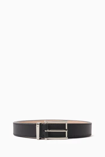 Rectangle Buckle Belt in Textured Leather