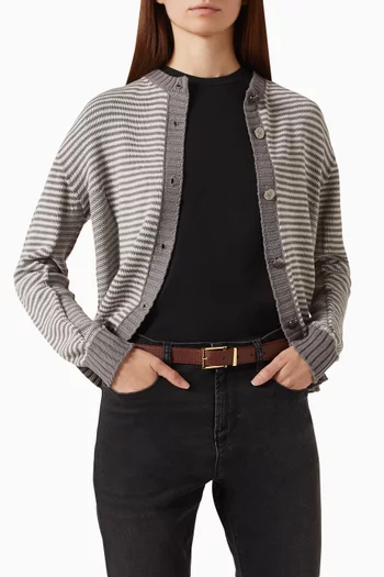 Rectangle Buckle Belt in Textured Leather