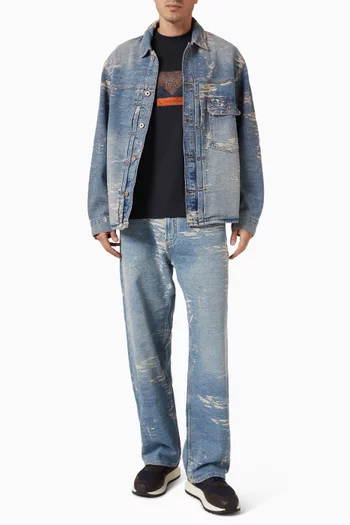 Distressed Stone Wash Jacket in Denim