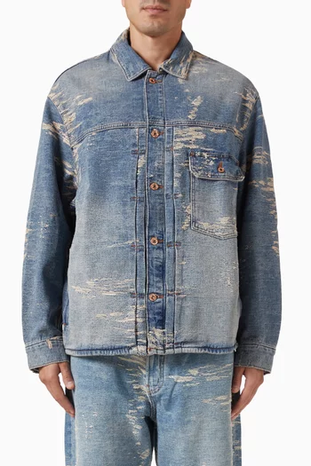 Distressed Stone Wash Jacket in Denim