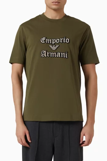 Flocked Logo T-shirt in Cotton