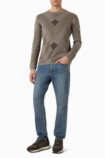 Diagonal Jacquard Pattern Sweater in Cotton
