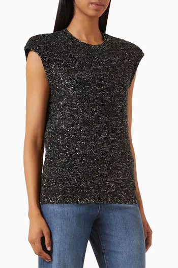 Sequin Padded-shoulder Top