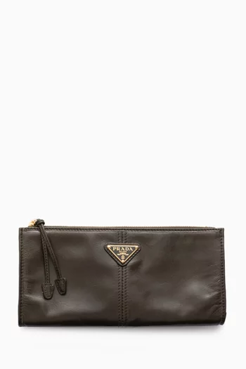 Logo Pouch in Calfskin Leather