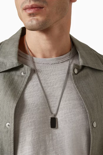 Onyx Dog Tag Necklace in Stainless Steel