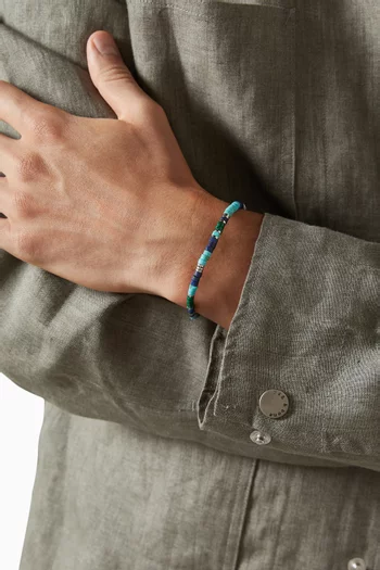 Lapis & Malachite Heishi Bracelet in Stainless Steel