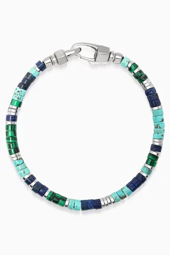 Lapis & Malachite Heishi Bracelet in Stainless Steel