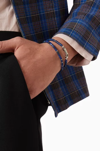 Lapis Heishi Wrap Bracelet in Stainless Steel