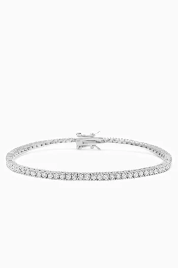 Tennis Bracelet in Silver-finish Brass