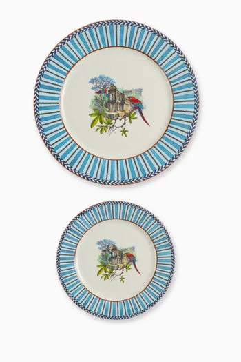 Jungle Parrot Dinner & Dessert Plates in Porcelain, Set of 2