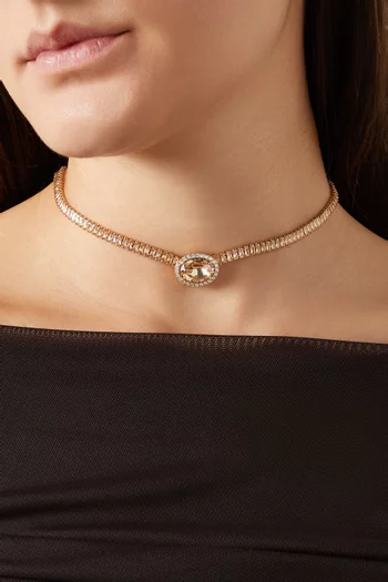 Vintage Style Crystal Tennis Necklace in 18kt Gold-plated Brass