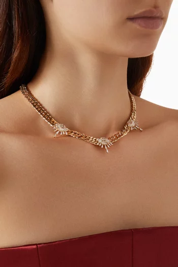 Chunky Chain Crystal Necklace in 18kt Gold-plated Brass