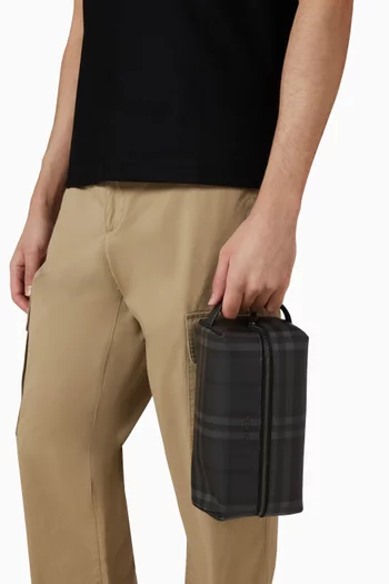 Check Travel Washbag in Canvas