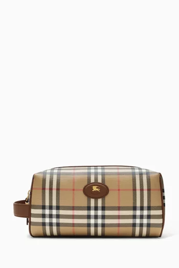 Check Travel Washbag in Canvas