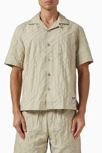 Hugh Check Embroidered Shirt in Cotton