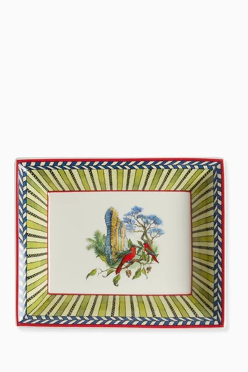 Jungle Parrot Charger Tray in Porcelain, 19.5 x 15.5cm