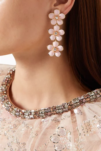 Enamel Flower Tiered Earrings