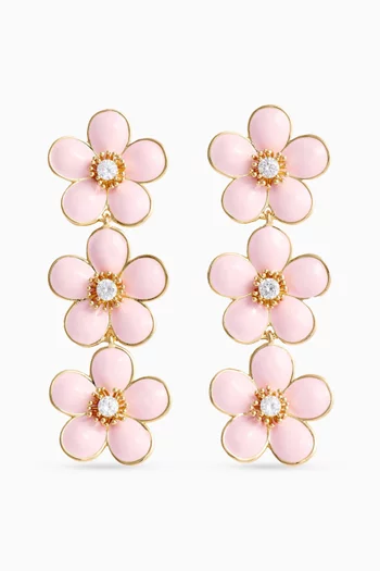 Enamel Flower Tiered Earrings