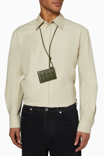 Badge Holder in Intrecciato Calfskin