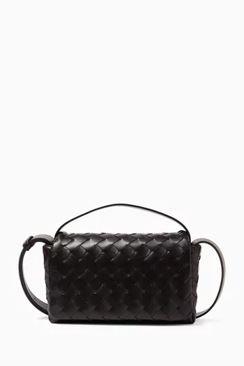 Mini Bag With Flap in Intrecciato Leather