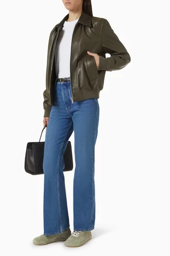 Blouson Jacket in Shiny Lambskin Leather