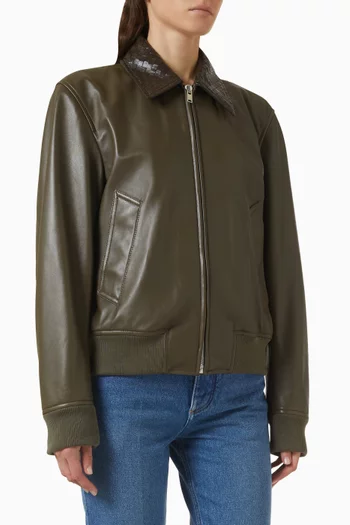 Blouson Jacket in Shiny Lambskin Leather
