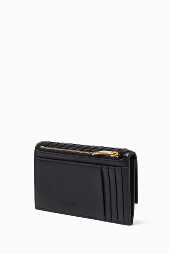 Piccolo Zip Card Case in Intrecciato Leather